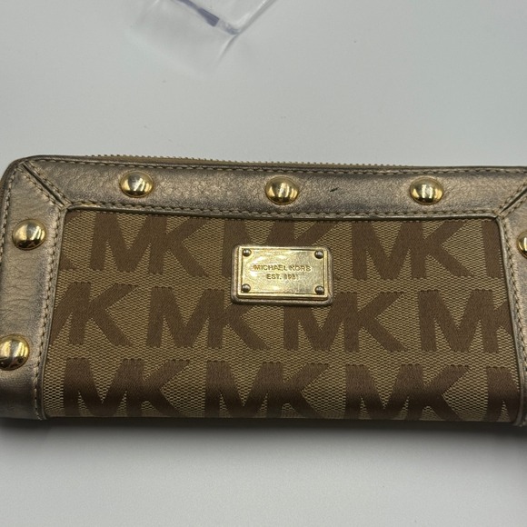 Michael Kors Wallet Brown/ Gold Wallet with gold studs - Picture 3 of 8